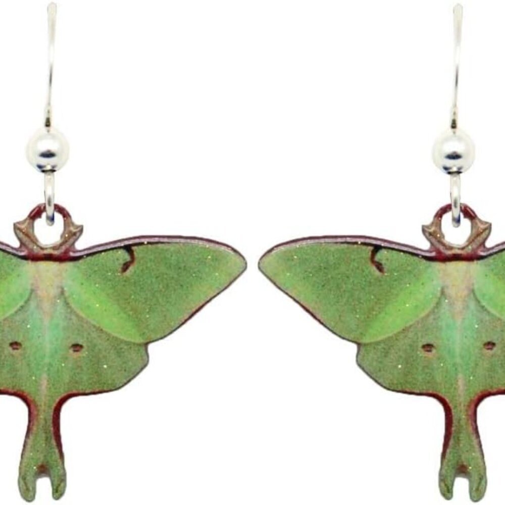 Luna Moth Earrings Sterling Silver French Hook Light-Weight Elegant Gift - Picture 1 of 7